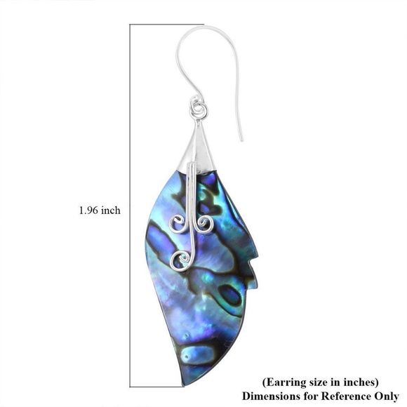 Abalone Shell Leaf Earrings in Sterling Silver - Picture 5 of 8